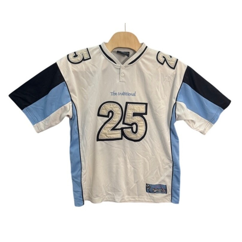 Counterattack The Traditional 25 Jersey Mens XL White Blue Henley Athletic Shirt